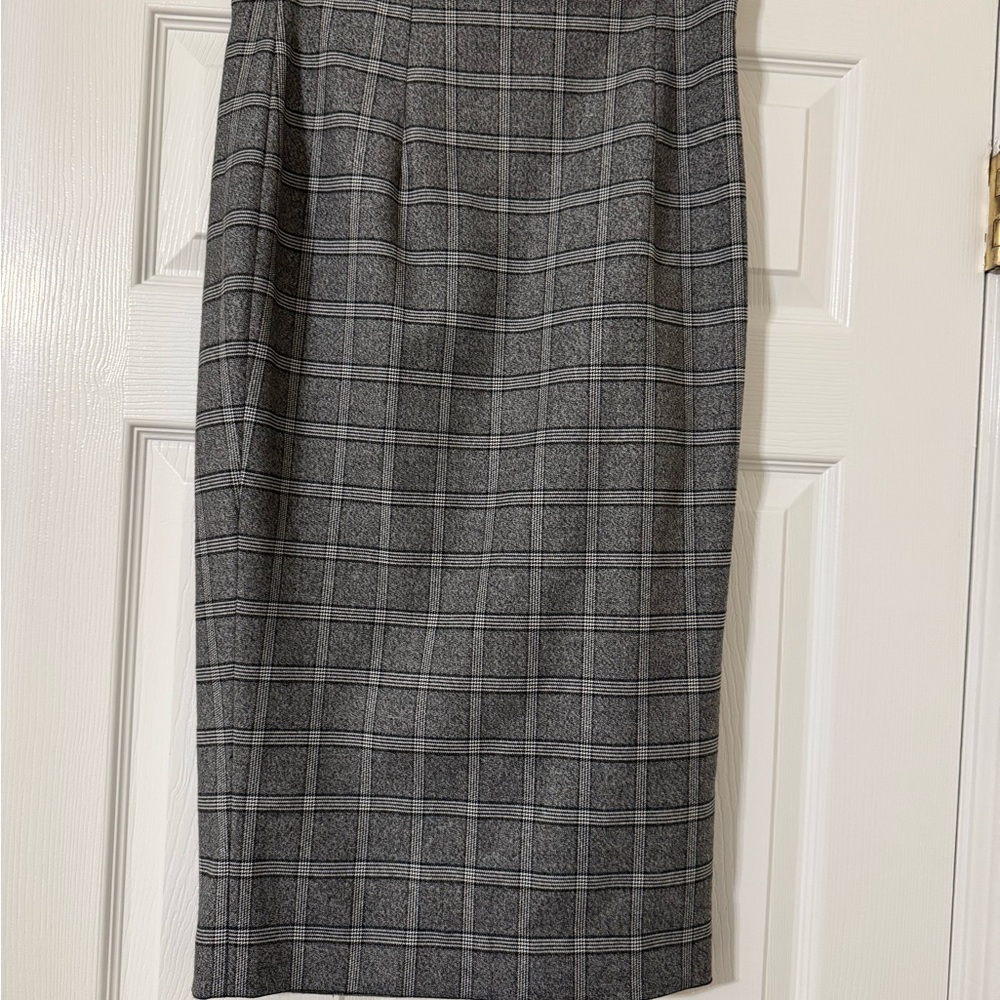 Sergio Hudson Chic Gray Plaid Pencil Skirt for Women